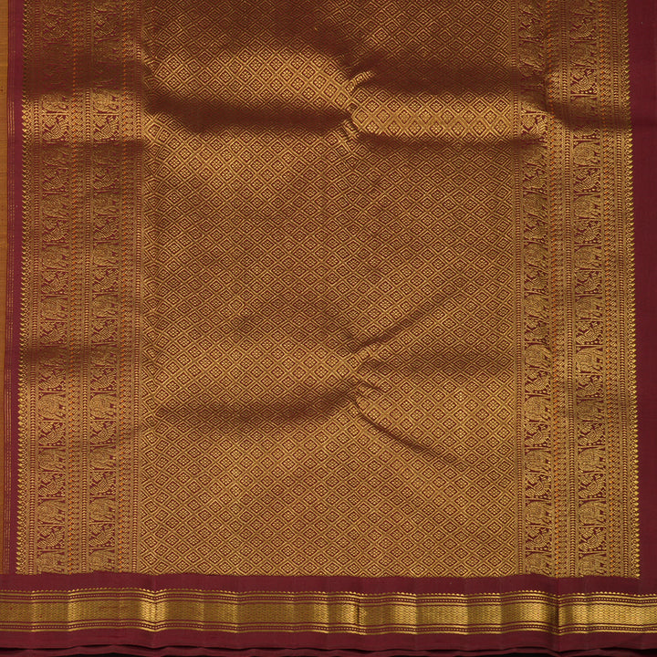 Hayagrivas Handloom Manjal Kanjivaram Silk Saree with Maroon Border KBE2518C4-1