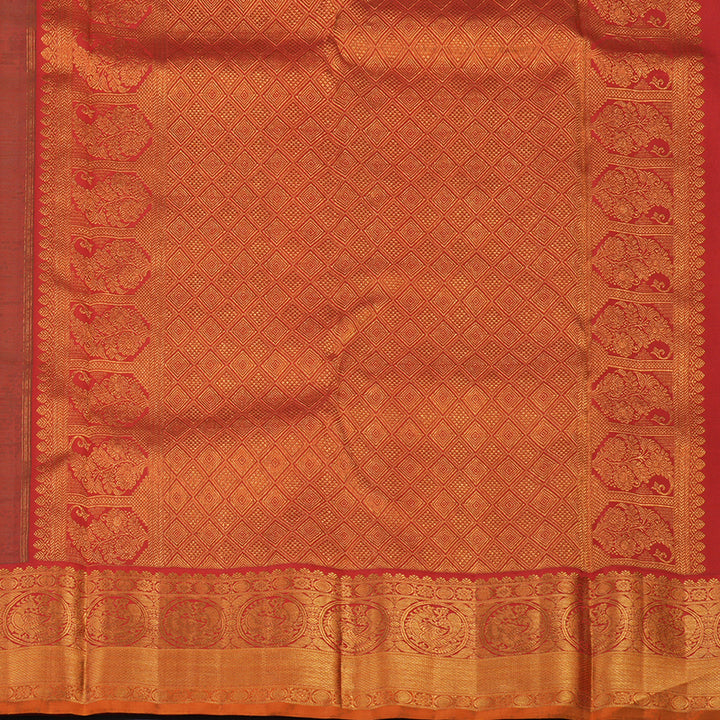 Hayagrivas Handloom Dark Green Kanjivaram Silk Saree with Red Border KBE2518C5-1