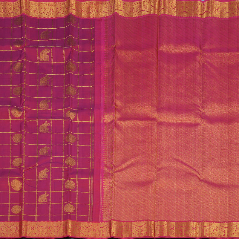 Hayagrivas Handloom Dark Pink Kanjivaram Silk Saree with Pink Border KBE2518C6-1