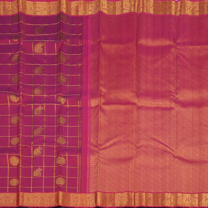Hayagrivas Handloom Dark Pink Kanjivaram Silk Saree with Pink Border KBE2518C6-1