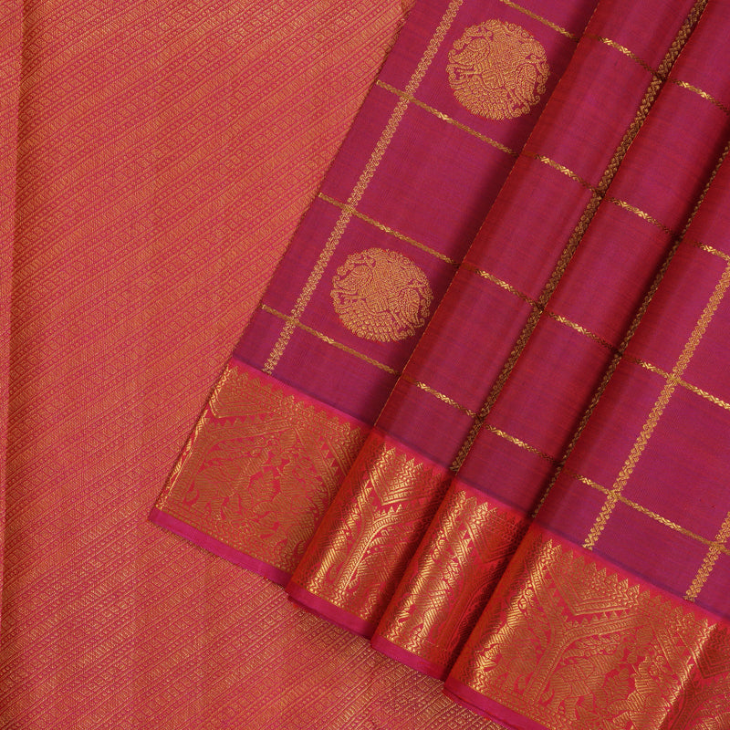 Hayagrivas Handloom Dark Pink Kanjivaram Silk Saree with Pink Border KBE2518C6-1