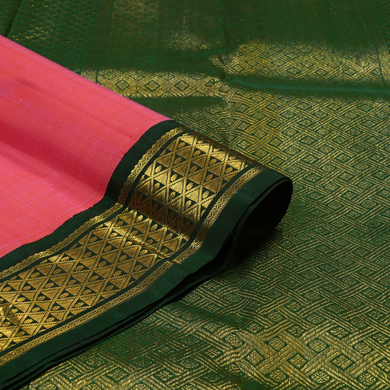 Hayagrivas Handloom Rose Pink Kanjivaram Silk Saree with Ganga Jamuna Border KBE2519C10-1