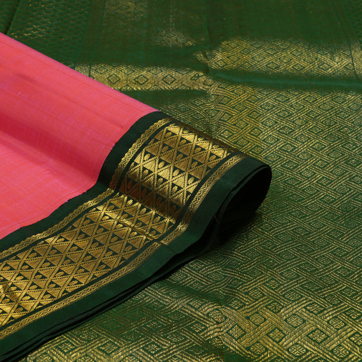 Hayagrivas Handloom Rose Pink Kanjivaram Silk Saree with Ganga Jamuna Border KBE2519C10-1