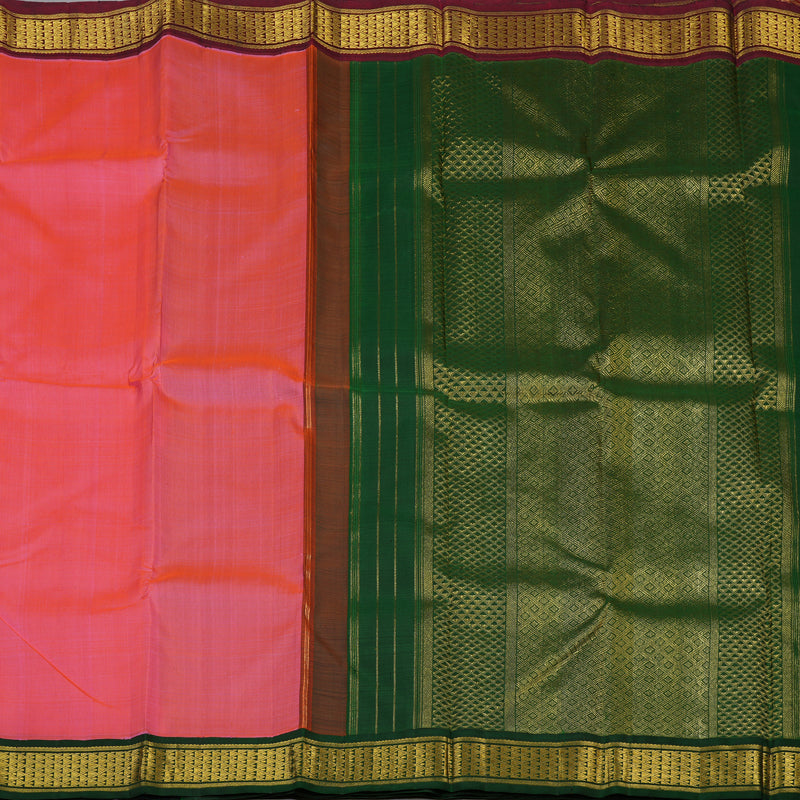 Hayagrivas Handloom Rose Pink Kanjivaram Silk Saree with Ganga Jamuna Border KBE2519C10-1