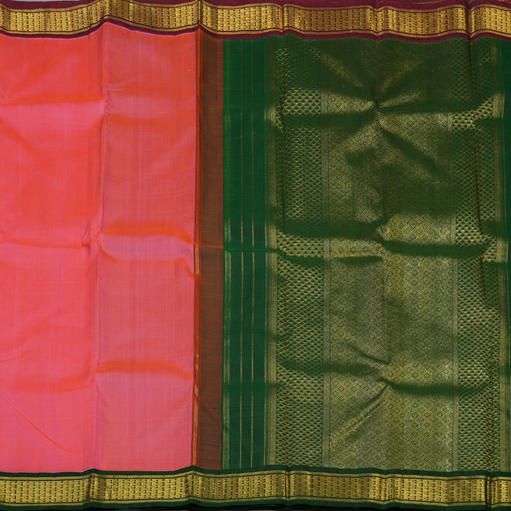 Hayagrivas Handloom Rose Pink Kanjivaram Silk Saree with Ganga Jamuna Border KBE2519C10-1