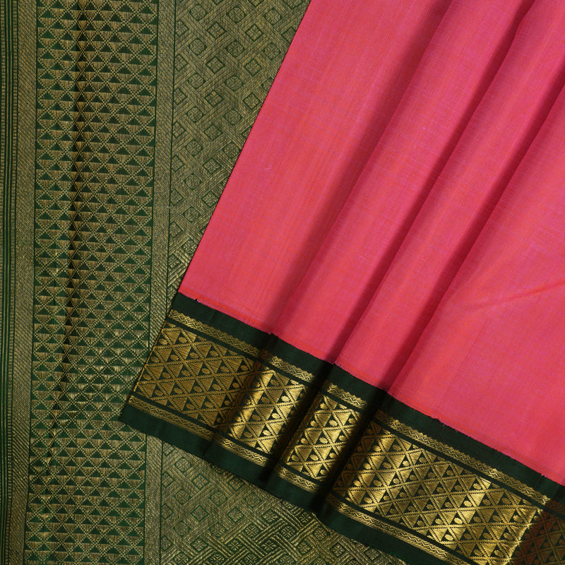 Hayagrivas Handloom Rose Pink Kanjivaram Silk Saree with Ganga Jamuna Border KBE2519C10-1