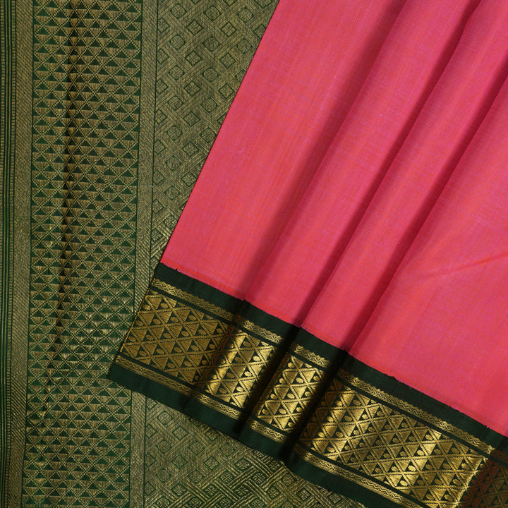Hayagrivas Handloom Rose Pink Kanjivaram Silk Saree with Ganga Jamuna Border KBE2519C10-1