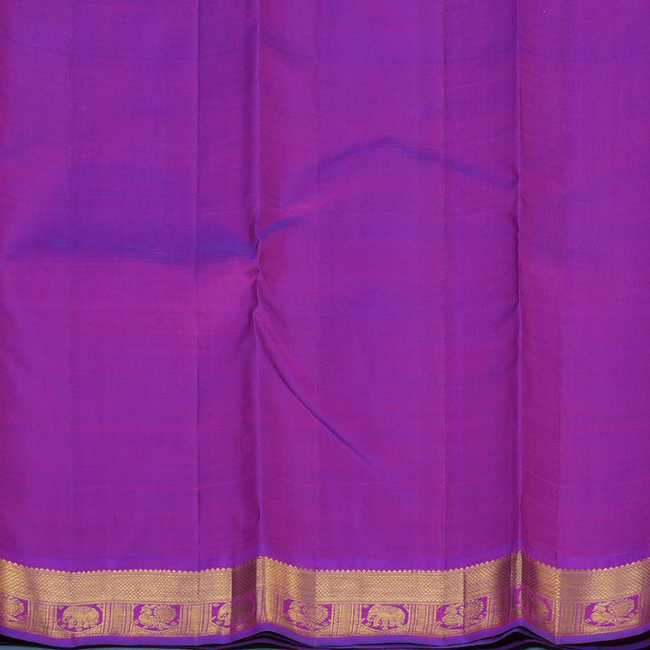 Hayagrivas Handloom Fluorescent Green Kanjivaram Silk Saree with Purple Border KBE2519C12-1