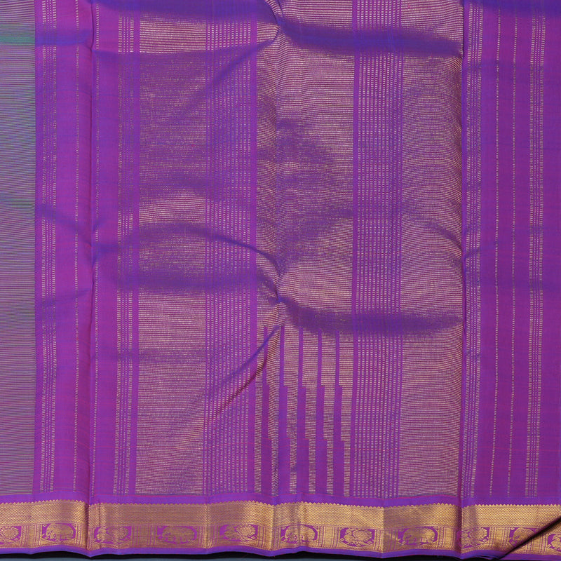 Hayagrivas Handloom Fluorescent Green Kanjivaram Silk Saree with Purple Border KBE2519C12-1