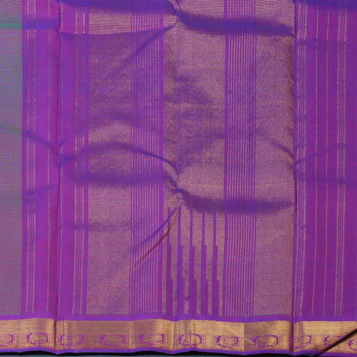 Hayagrivas Handloom Fluorescent Green Kanjivaram Silk Saree with Purple Border KBE2519C12-1