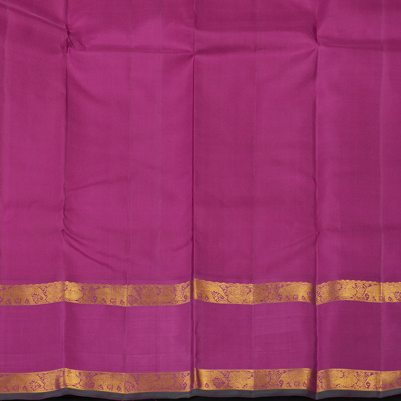 Hayagrivas Handloom Yellow Kanjivaram Silk Saree with Purple Border KBE2519C13-1