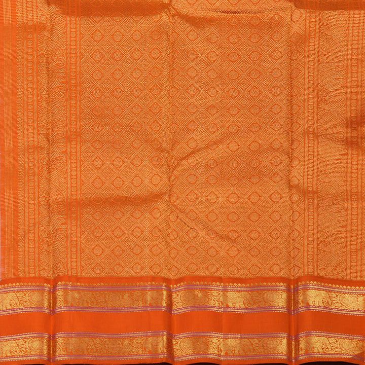 Hayagrivas Handloom Milk-White Kanjivaram Silk Saree with Orange Border KBE2519C14-1