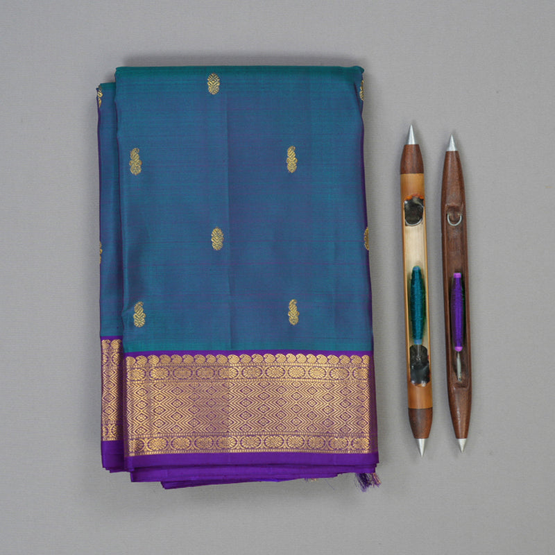 Hayagrivas Handloom Mayilkazhuthu Kanjivaram Silk Saree with Purple Border KBE2519C20-1