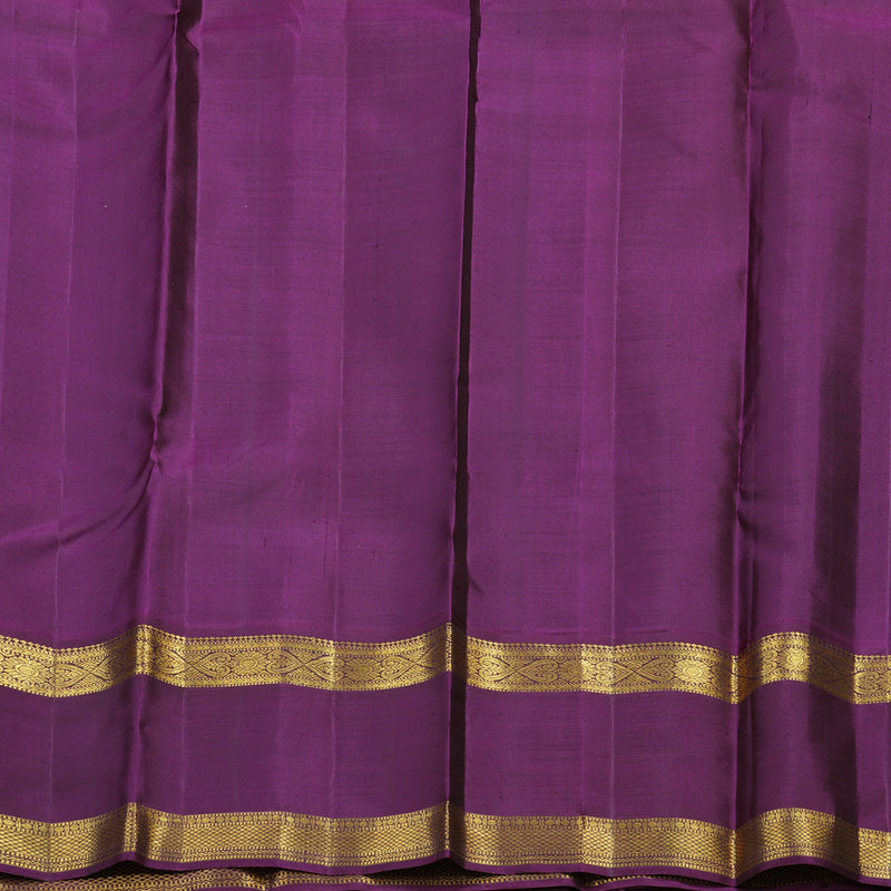 Hayagrivas Handloom Yellow Kanjivaram Silk Saree with Purple Border KBE2519C8-1