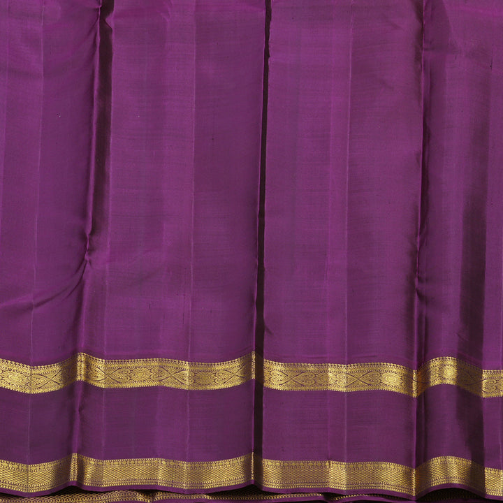 Hayagrivas Handloom Yellow Kanjivaram Silk Saree with Purple Border KBE2519C8-1