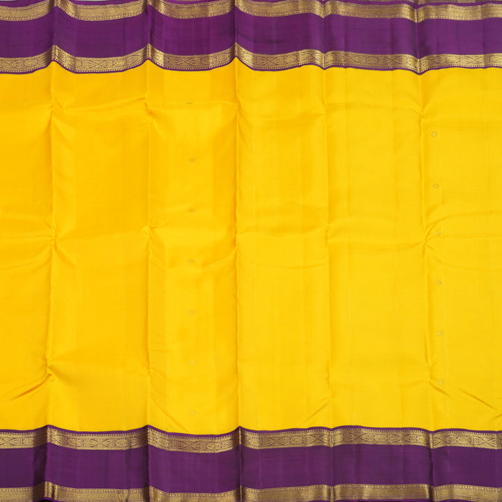Hayagrivas Handloom Yellow Kanjivaram Silk Saree with Purple Border KBE2519C8-1
