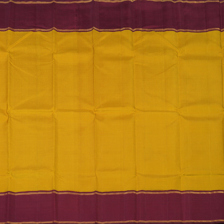 Hayagrivas Handloom Yellow Kanjivaram Silk Saree with Araku Maroon Border KBE2520C8-1