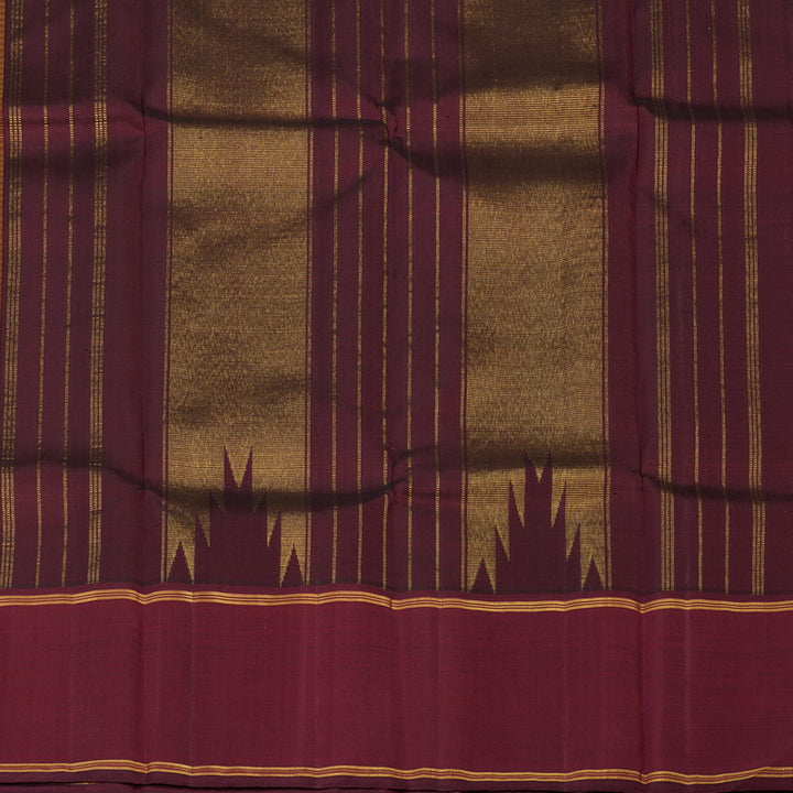 Hayagrivas Handloom Yellow Kanjivaram Silk Saree with Araku Maroon Border KBE2520C8-1