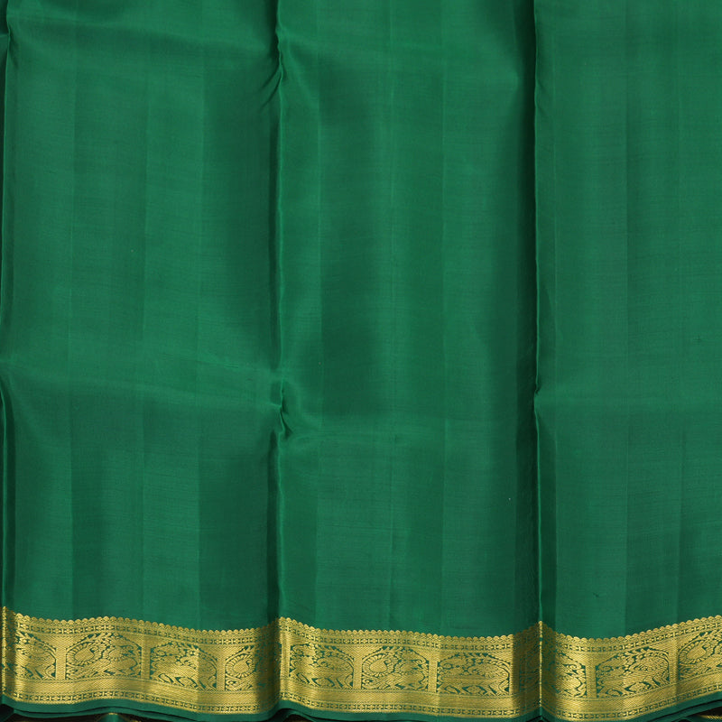 Hayagrivas Handloom Red Kanjivaram Silk Saree with Bottle Green Border KBE2521C6-1