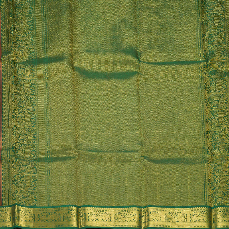 Hayagrivas Handloom Red Kanjivaram Silk Saree with Bottle Green Border KBE2521C6-1