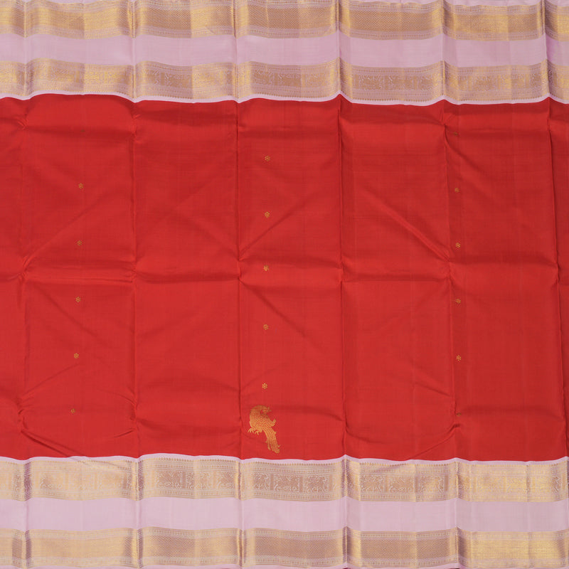 Hayagrivas Handloom Red Kanjivaram Silk Saree with Baby Pink Border KBE2523C11-1