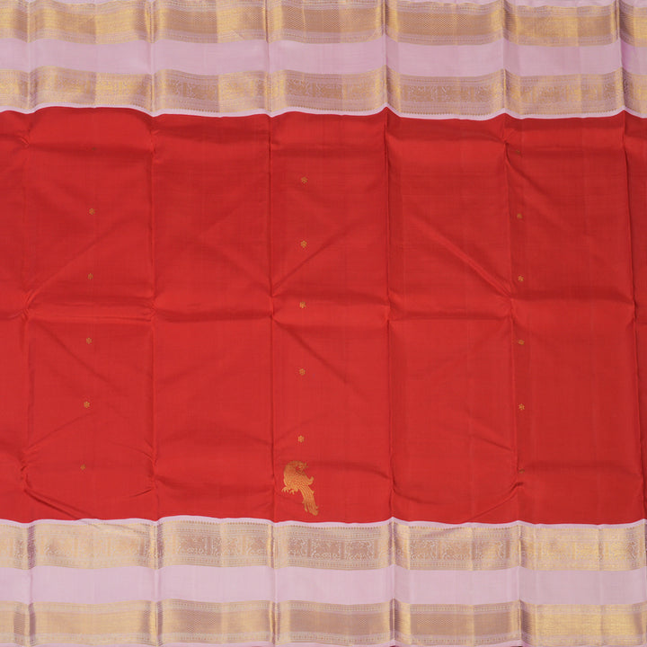 Hayagrivas Handloom Red Kanjivaram Silk Saree with Baby Pink Border KBE2523C11-1