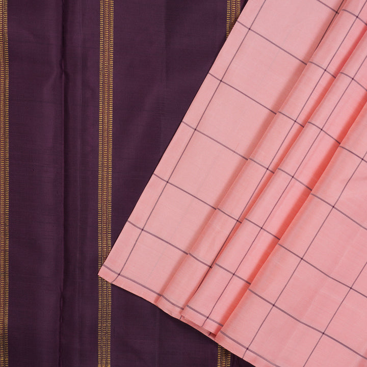 Hayagrivas Handloom Peach Pink Kanjivaram Silk Saree KBE2523C12-1