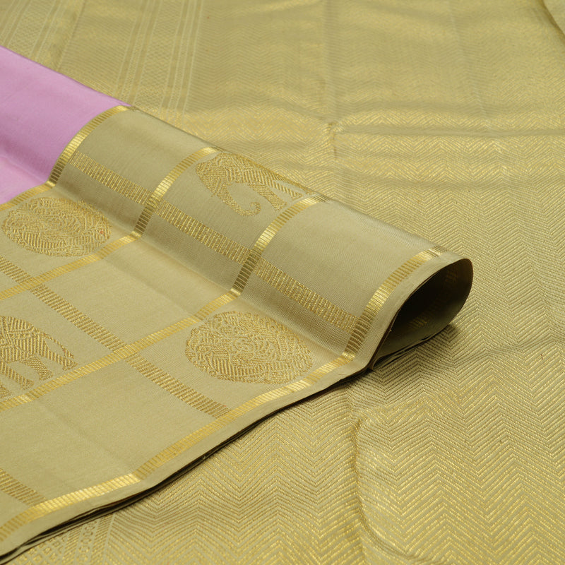 Hayagrivas Handloom Lotus Pink Kanjivaram Silk Saree with Beige Border KBE2523C14-1