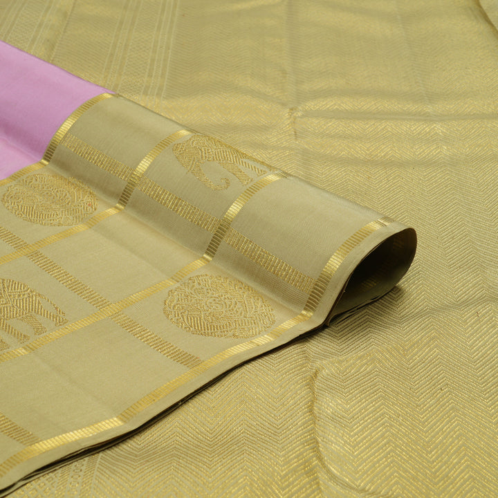Hayagrivas Handloom Lotus Pink Kanjivaram Silk Saree with Beige Border KBE2523C14-1