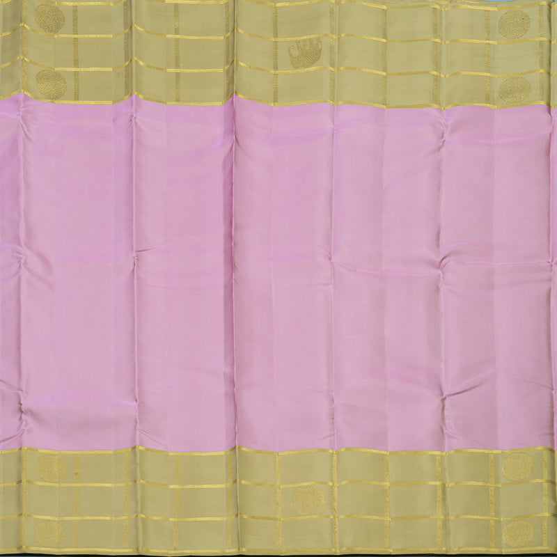 Hayagrivas Handloom Lotus Pink Kanjivaram Silk Saree with Beige Border KBE2523C14-1