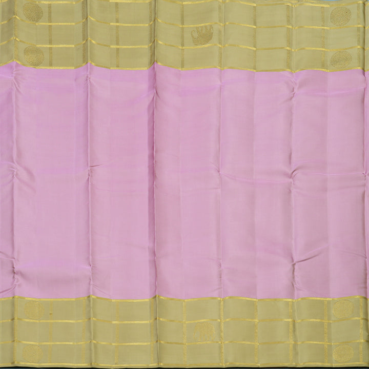 Hayagrivas Handloom Lotus Pink Kanjivaram Silk Saree with Beige Border KBE2523C14-1