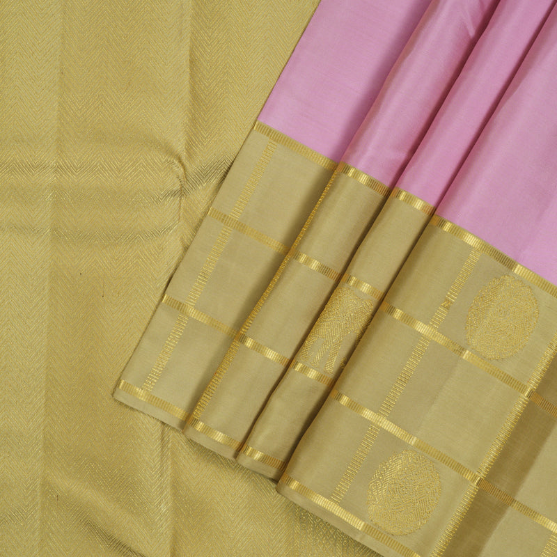 Hayagrivas Handloom Lotus Pink Kanjivaram Silk Saree with Beige Border KBE2523C14-1