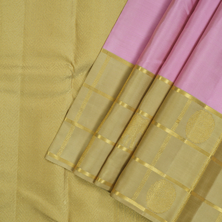 Hayagrivas Handloom Lotus Pink Kanjivaram Silk Saree with Beige Border KBE2523C14-1
