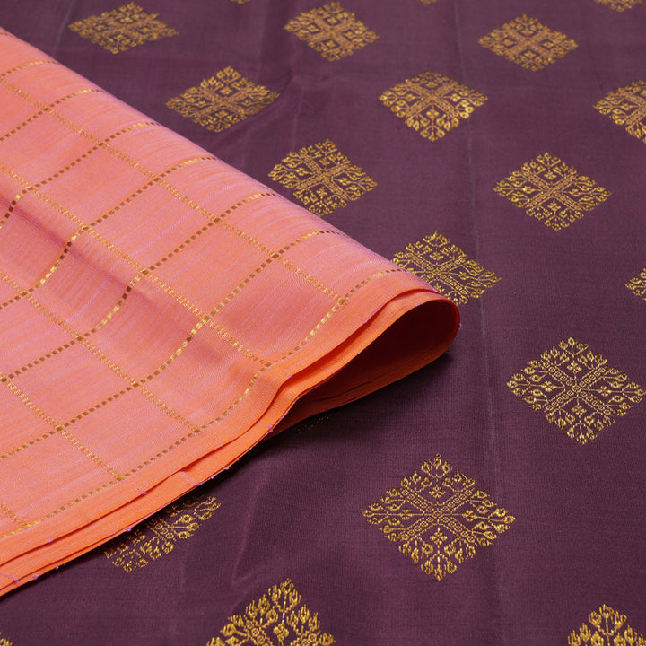 Hayagrivas Handloom Peach Pink Kanjivaram Silk Saree KBE2523C17-1