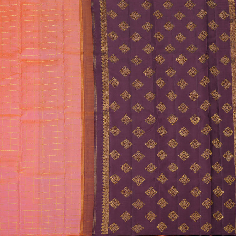 Hayagrivas Handloom Peach Pink Kanjivaram Silk Saree KBE2523C17-1