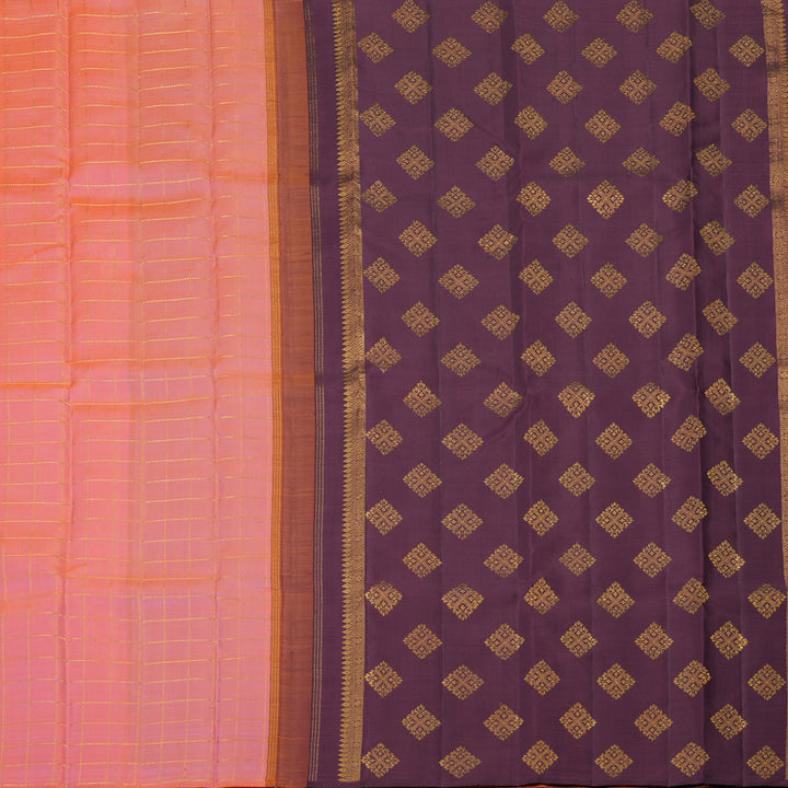 Hayagrivas Handloom Peach Pink Kanjivaram Silk Saree KBE2523C17-1