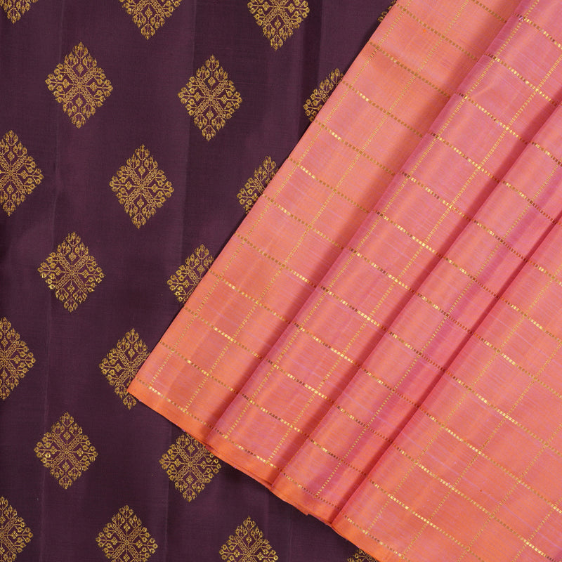 Hayagrivas Handloom Peach Pink Kanjivaram Silk Saree KBE2523C17-1