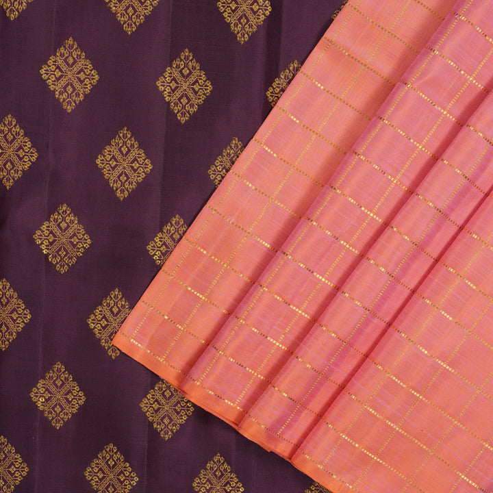 Hayagrivas Handloom Peach Pink Kanjivaram Silk Saree KBE2523C17-1