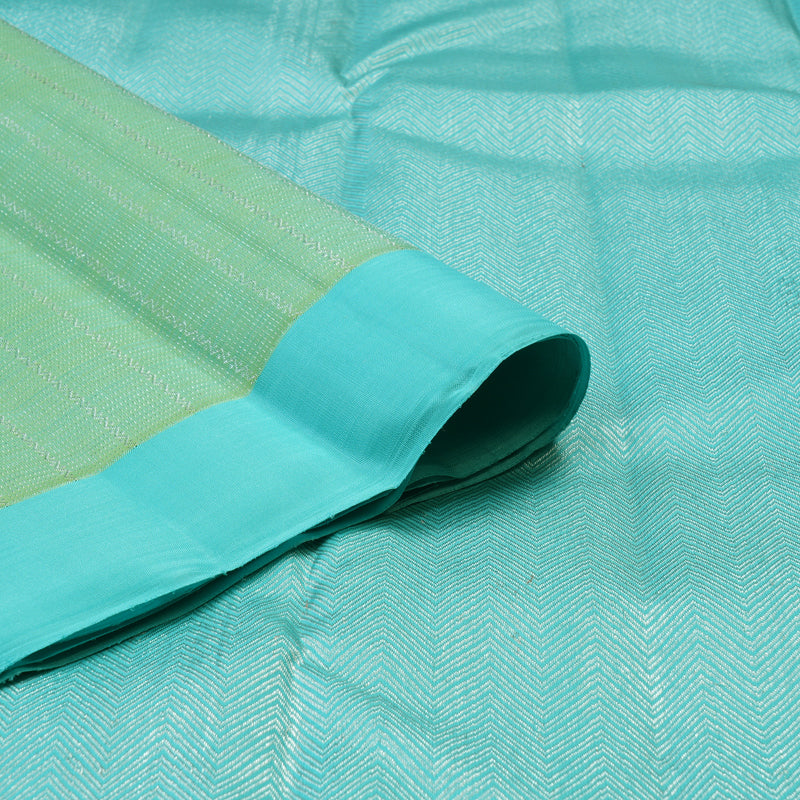Hayagrivas Handloom Pista Green Kanjivaram Silk Saree with Sky Blue Border KBE2523C20-1