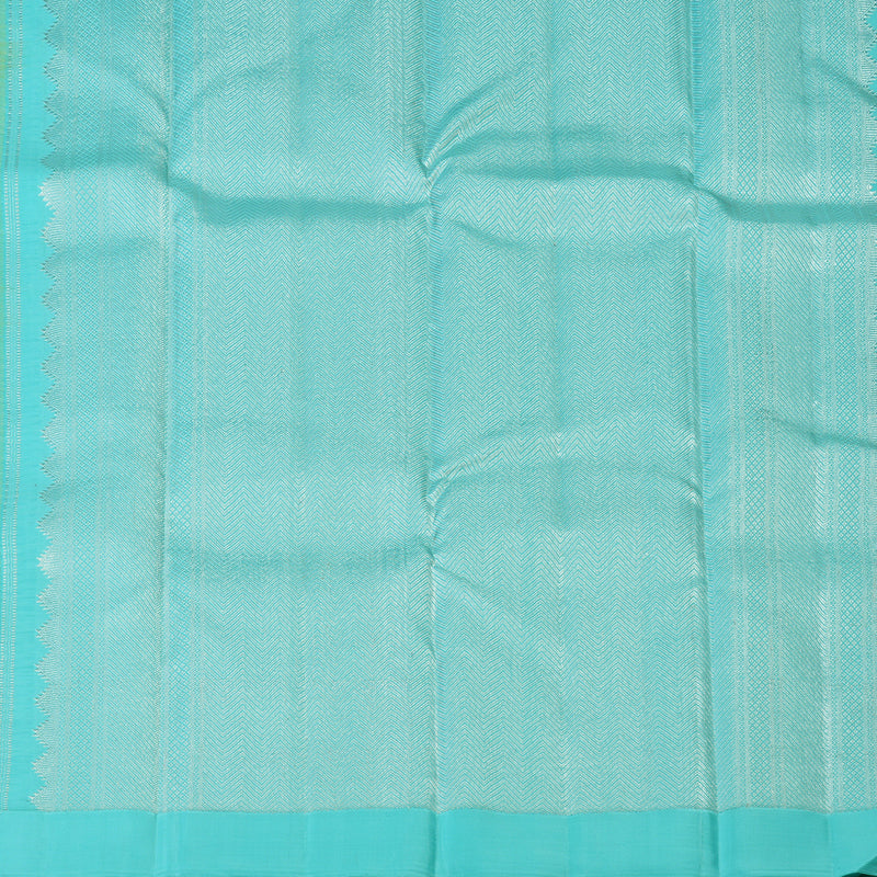 Hayagrivas Handloom Pista Green Kanjivaram Silk Saree with Sky Blue Border KBE2523C20-1