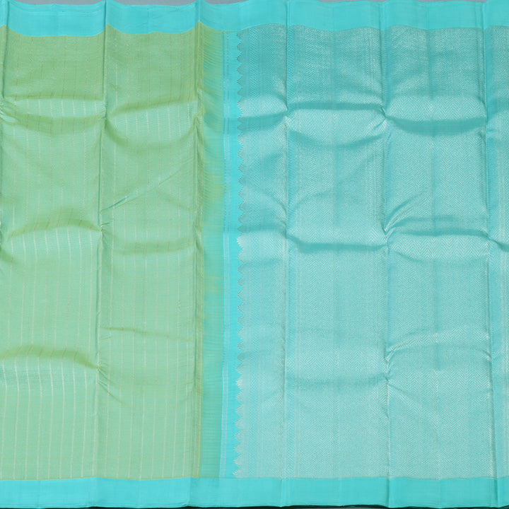 Hayagrivas Handloom Pista Green Kanjivaram Silk Saree with Sky Blue Border KBE2523C20-1