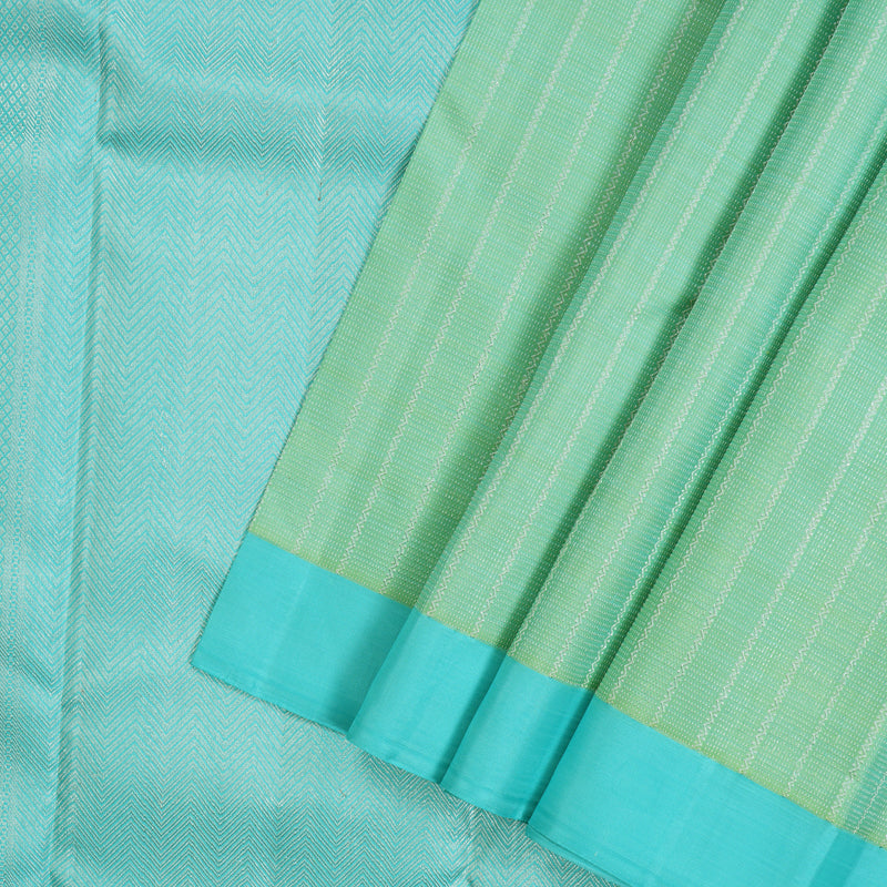 Hayagrivas Handloom Pista Green Kanjivaram Silk Saree with Sky Blue Border KBE2523C20-1