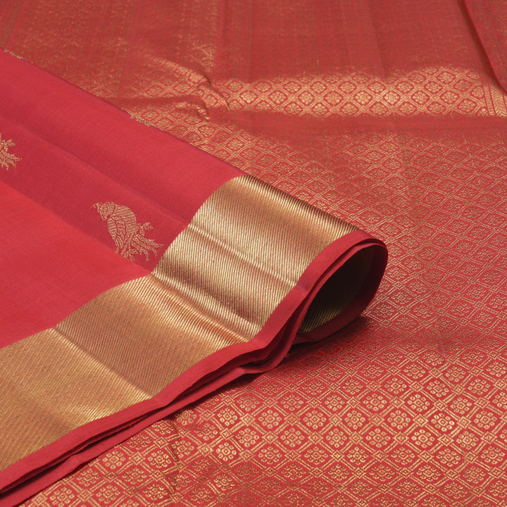 Hayagrivas Handloom Reddish-Pink Kanjivaram Silk Saree KBE2523C22-1