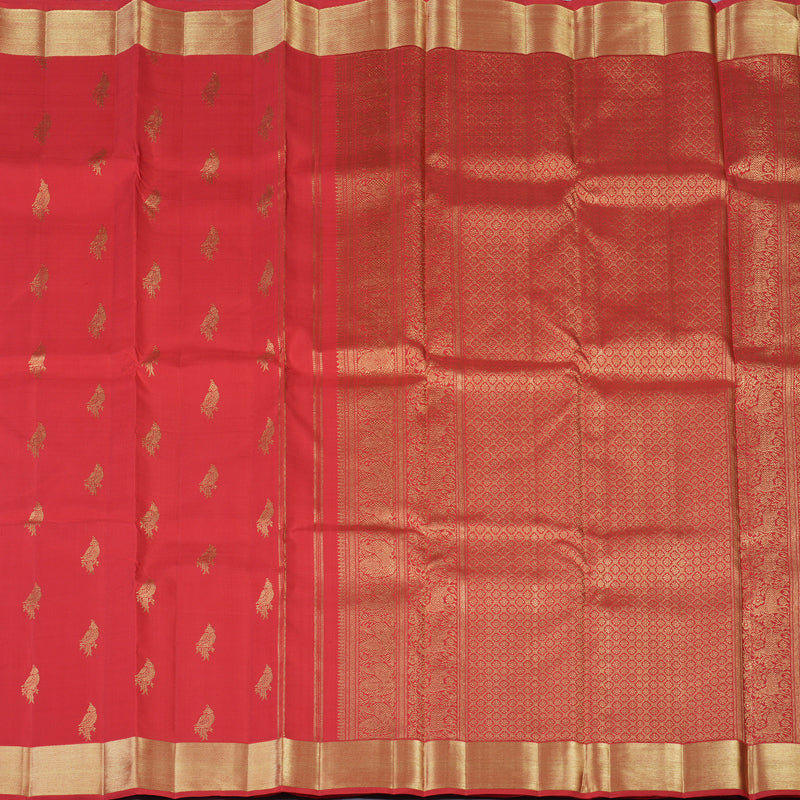 Hayagrivas Handloom Reddish-Pink Kanjivaram Silk Saree KBE2523C22-1