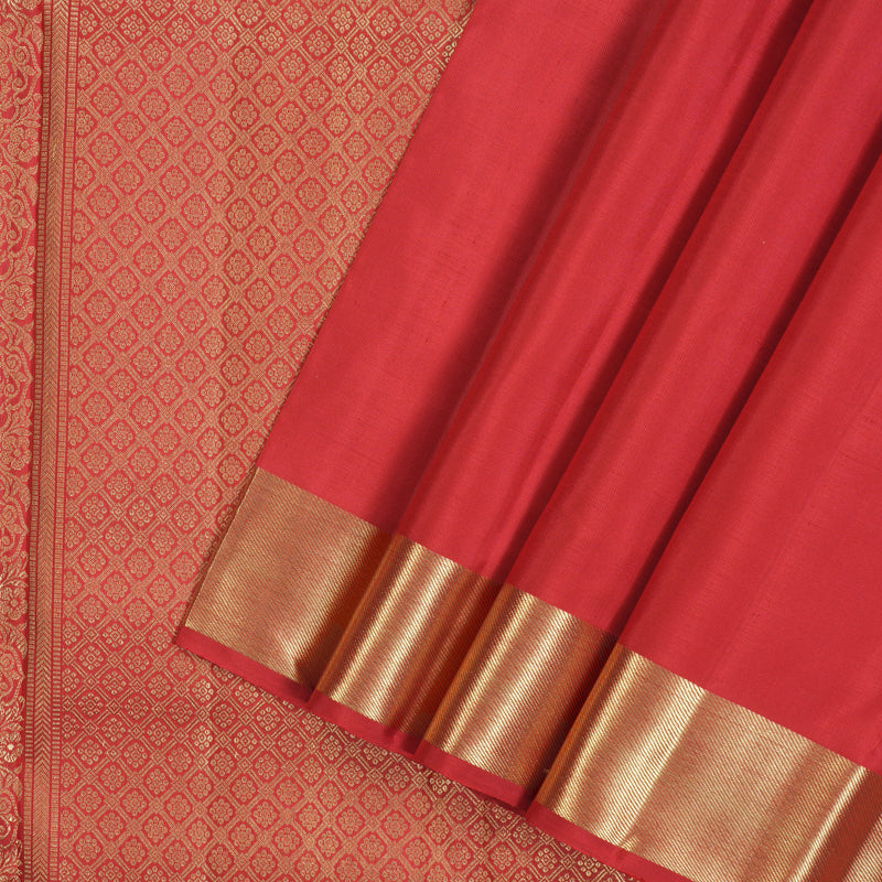 Hayagrivas Handloom Reddish-Pink Kanjivaram Silk Saree KBE2523C22-1