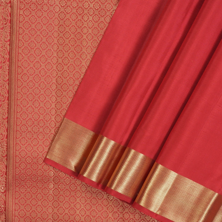 Hayagrivas Handloom Reddish-Pink Kanjivaram Silk Saree KBE2523C22-1