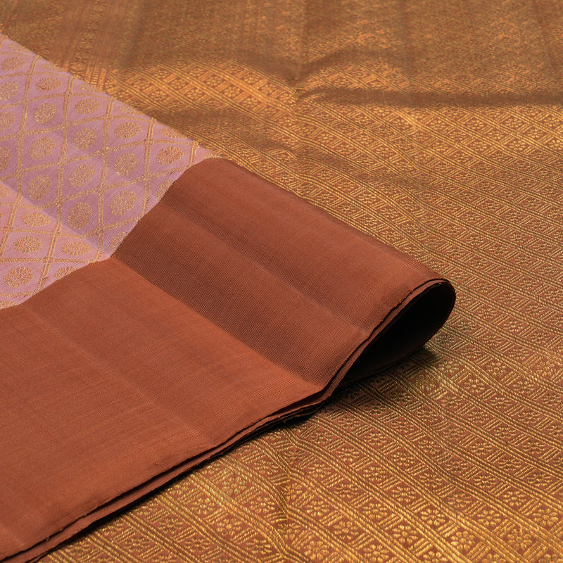 Hayagrivas Handloom Rosewood Pink Kanjivaram Silk Saree with Brick Orange Border KBE2523C23-1