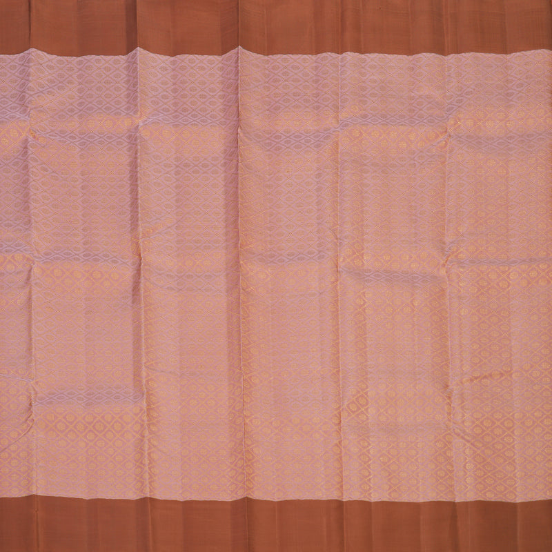 Hayagrivas Handloom Rosewood Pink Kanjivaram Silk Saree with Brick Orange Border KBE2523C23-1