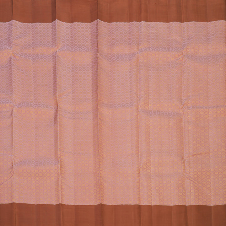 Hayagrivas Handloom Rosewood Pink Kanjivaram Silk Saree with Brick Orange Border KBE2523C23-1