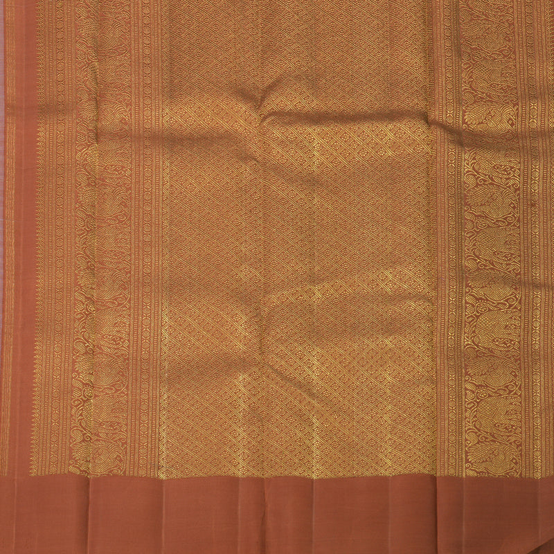 Hayagrivas Handloom Rosewood Pink Kanjivaram Silk Saree with Brick Orange Border KBE2523C23-1